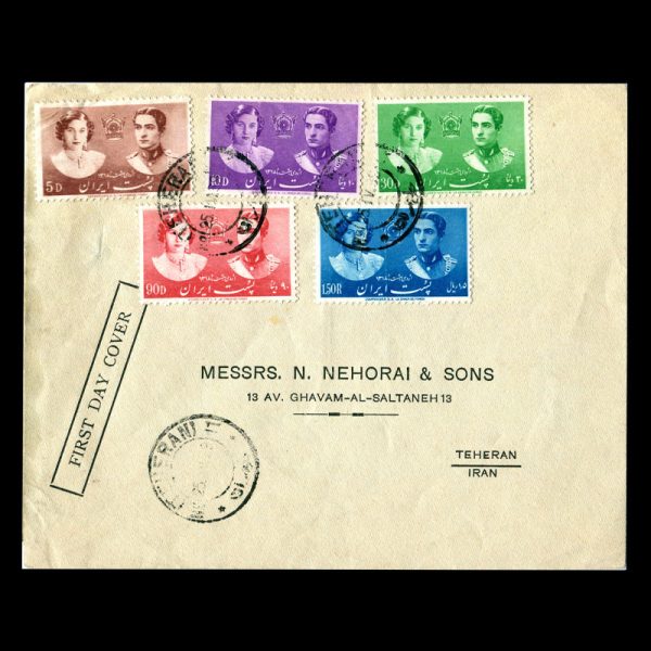 پاکت مهر روز عروسی محمد رضا شاه پهلوی و فوزیه